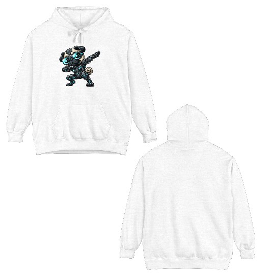 Cool pug dog robot astronaut dabbing cyborg Double Sided Hoodies