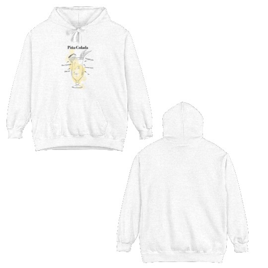 Piña Colada Cocktail Tropical Hand-Drawn Recipe Double Sided Hoodies