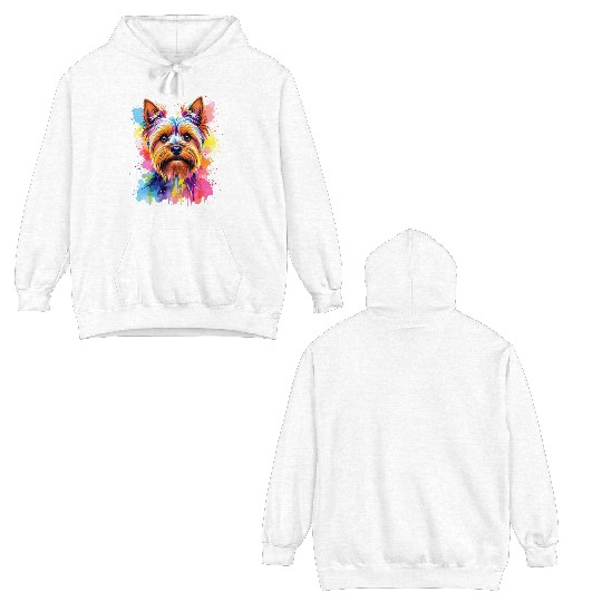 Vibrant Yorkie Portrait Art Double Sided Hoodies