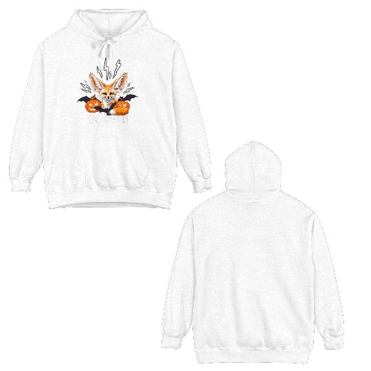 Whimsical Halloween Fox with Bat Wings Double Sided Hoodies