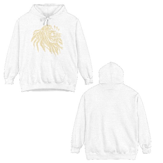 Wild Skull Lion Tattoo Design Double Sided Hoodies