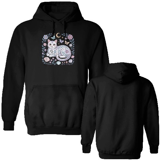 Cancer Zodiac Cat Mystical Art Double Sided Hoodies