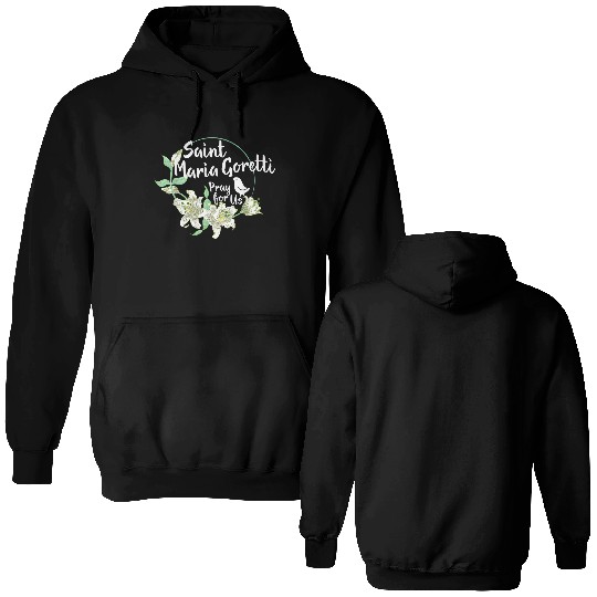 St. Maria Goretti Purity Catholic Saints Lily Symb Double Sided Hoodies