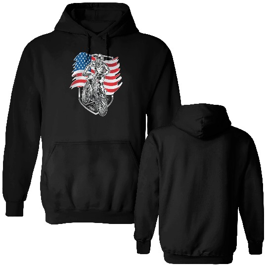 Motocross USA Flag Double Sided Hoodies