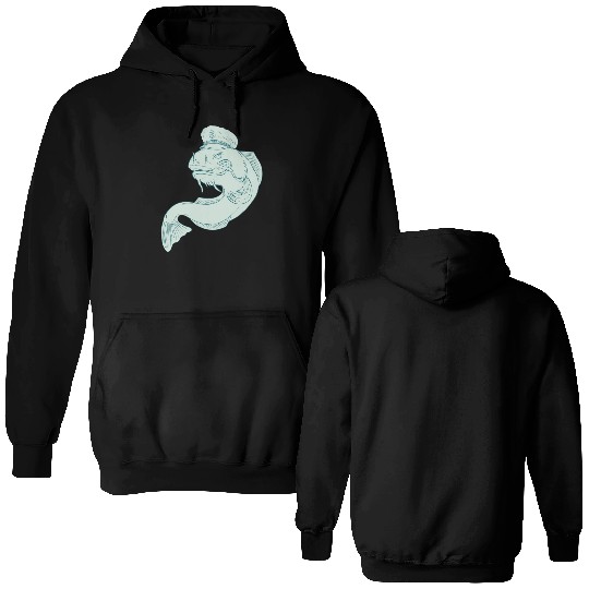Captain Catfish Drawing Double Sided Hoodies