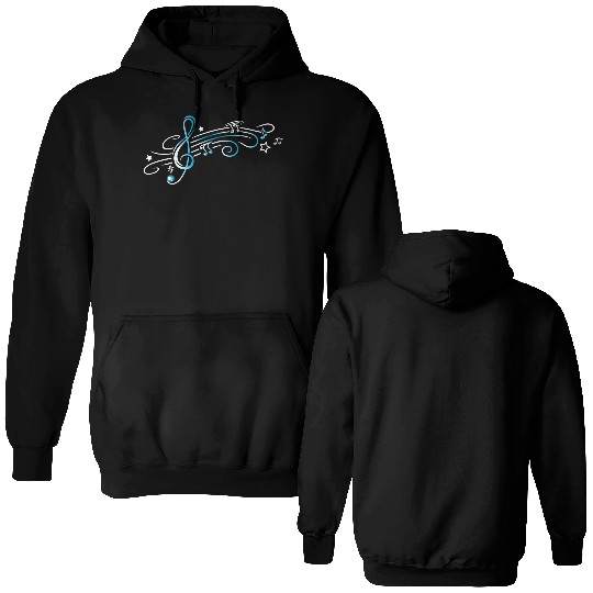 Treble Clef with Stars and Notes Double Sided Hoodies