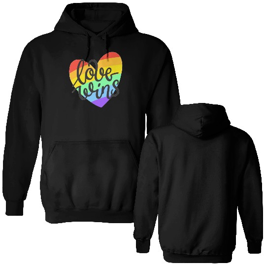 Love Wins LGBT Pride Rainbow Heart CSD Double Sided Hoodies Double Sided Hoodies