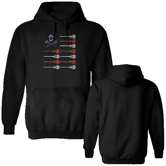 Lacrosse Double Sided Hoodies American Flag Lax Helmet And Sticks