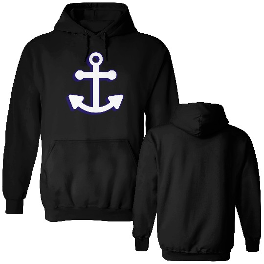 Nautical boat anchor in navy blue and white 3D Double Sided Hoodies