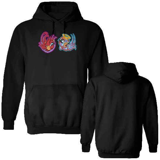 bird heaven angel vs. bird hell devil Double Sided Hoodies
