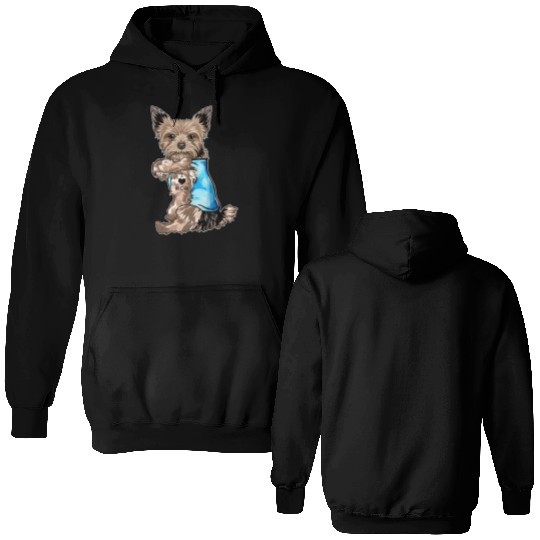 Yorkie Dog Tattoo I Love Mom Mothers Day Gifts T S Double Sided Hoodies