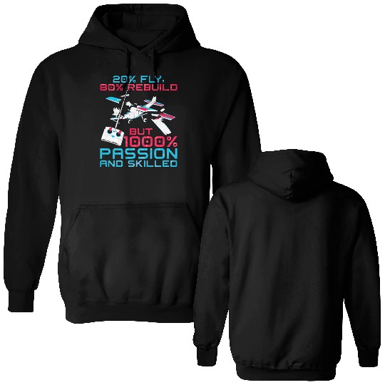 RC Plane Crash - Fly, Repair And Scattered Parts Double Sided Hoodies