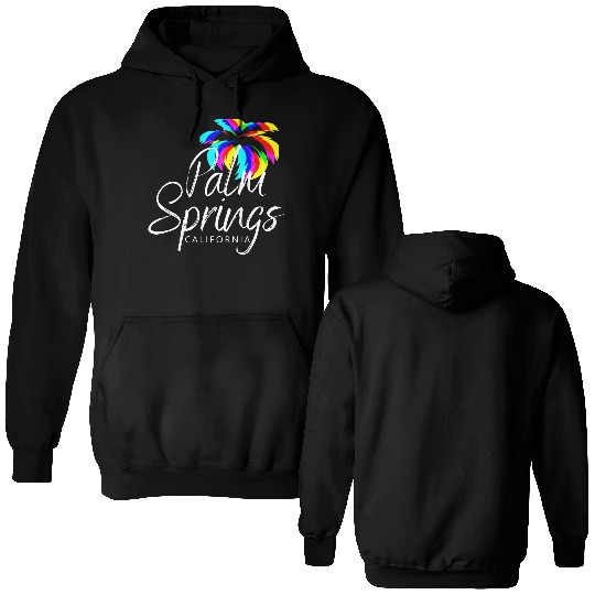 Palm Springs Neon Tree (White) Double Sided Hoodies