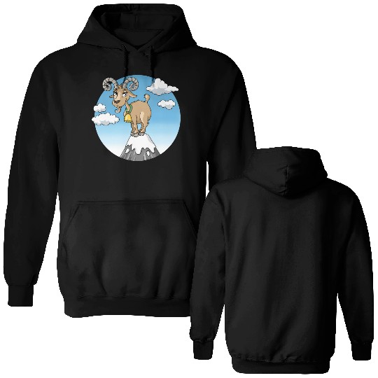 Mountain goat peaks with snow cartoon Double Sided Hoodies