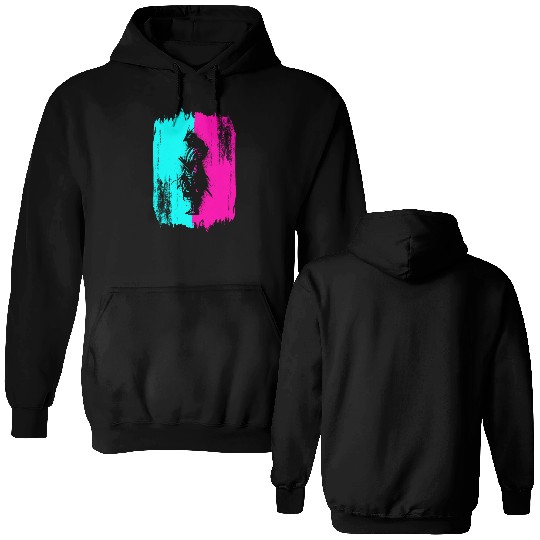 Black Samurai In A Turquoise And Pink Frame Double Sided Hoodies