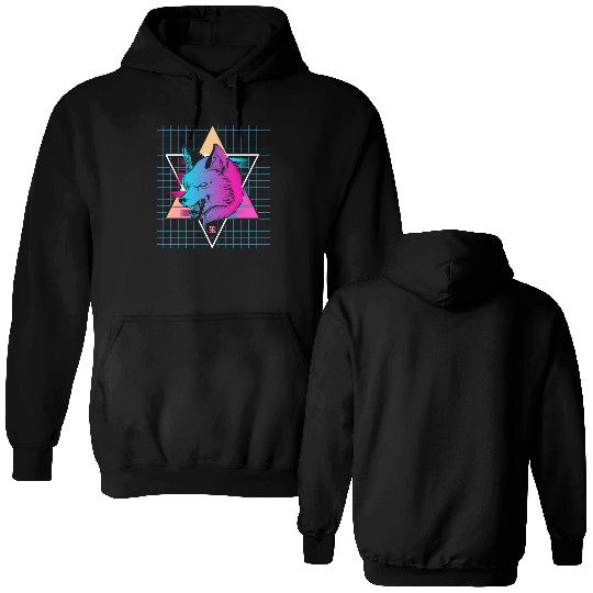 Japan Vaporwave Wolf Double Sided Hoodies