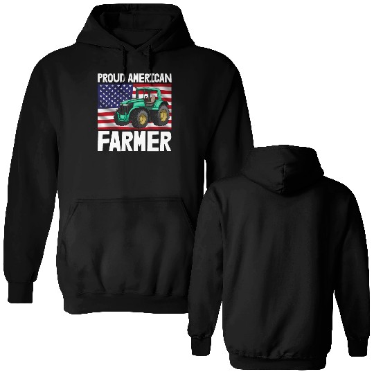 Proud American Farmer Tractor Double Sided Hoodies