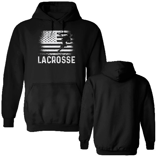 Lacrosse LAX American USA Flag Double Sided Hoodies