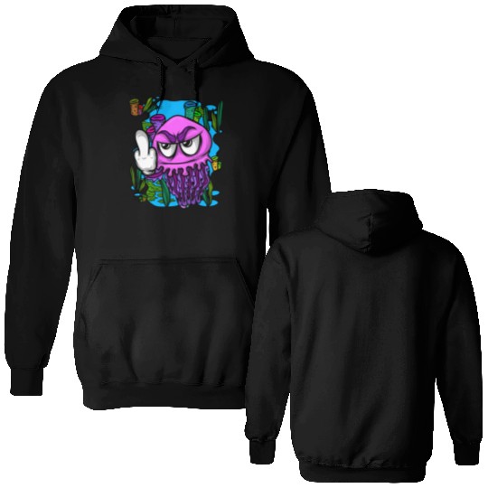 Jelly Fish Middle Finger Jellyfish Double Sided Hoodies