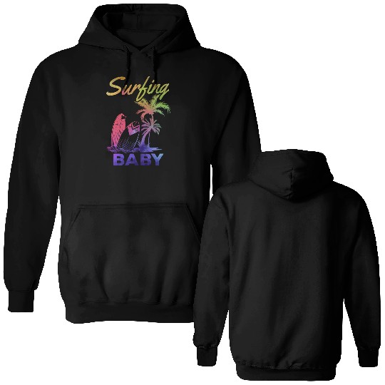 Surfboard Surfing Family Surfing Wave Surfer I Double Sided Hoodies
