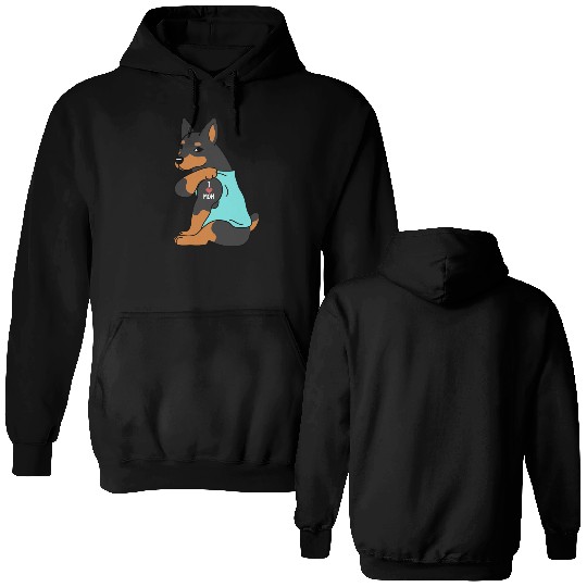 I Love Mom Tattoo Miniature Pinscher Double Sided Hoodies