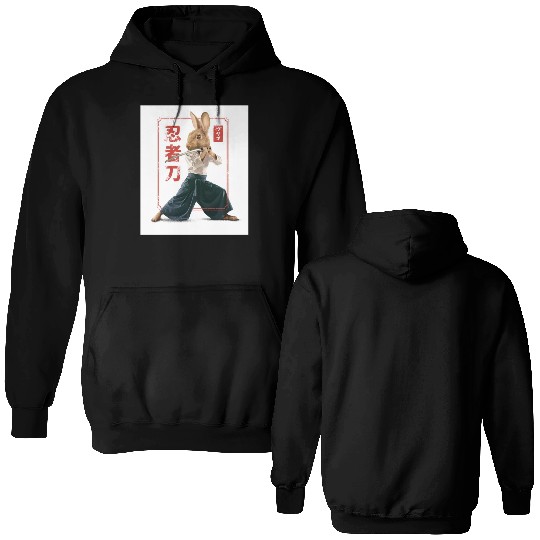 Rabbit with katana Rabbit with katana gift inspira Double Sided Hoodies
