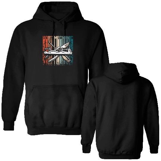 Retro Vintage boat mechanic Double Sided Hoodies