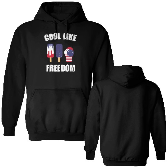 US Flag Ice Cream Patriotic Popsicles 4th of July Double Sided Hoodies
