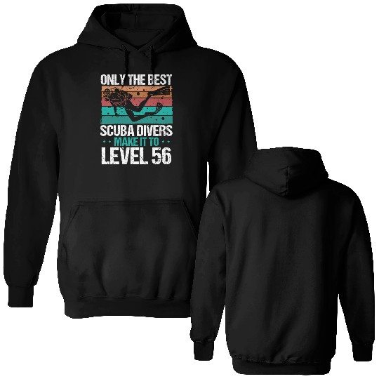 56 Scuba Diving Level 56 Year Diver Snorkeling Double Sided Hoodies