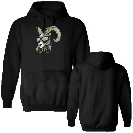DJ Goat Bling Cool and Funny Music Animal with Double Sided Hoodies