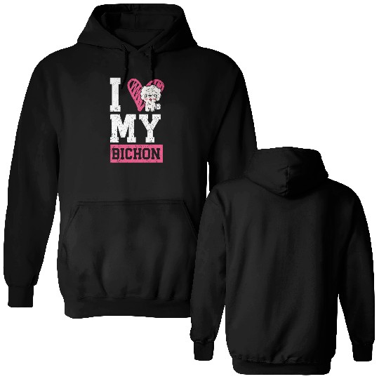 I Love My Bichon Frise Curly Hair Pup Puppy Lover Double Sided Hoodies