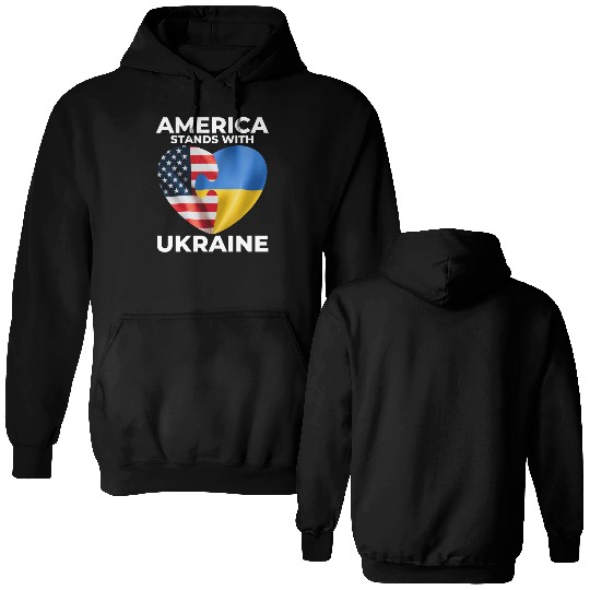 America stands with Ukraine Double Sided Hoodies