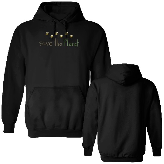 save the planet bees nature conservation climate p Double Sided Hoodies