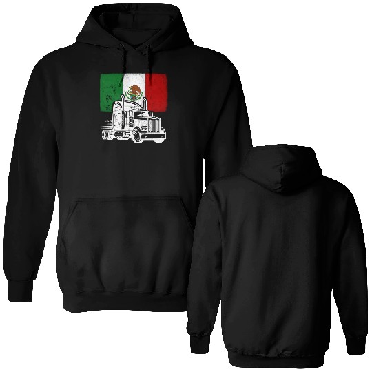 Mexican Flag Themed Truck Design For A Mexican Double Sided Hoodies