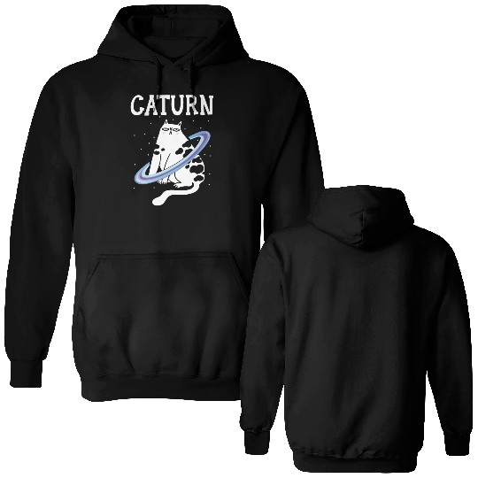 Caturn Cat Owner Saturn Astronomer Astronomy Double Sided Hoodies