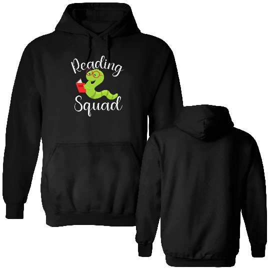Reading Squad Teacher Student Reader Librarian Double Sided Hoodies