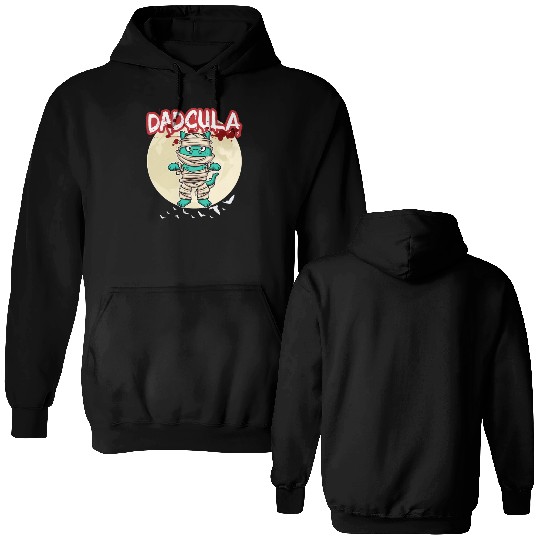 Dadcula Dracula Vampire Dad Funny Halloween Party Double Sided Hoodies