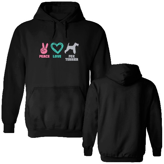 Wire Fox Terrier Mom Peace Love Double Sided Hoodies