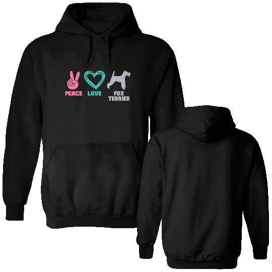Wire Fox Terrier Mom Peace Love Double Sided Hoodies