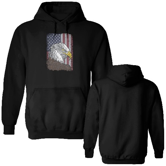 Bald Eagle - American Flag - Patriotic Double Sided Hoodies