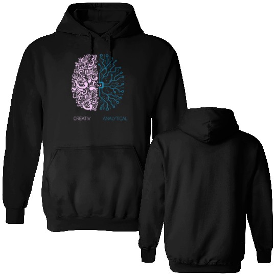brain creativ nerd geek school genius analytic pc Double Sided Hoodies
