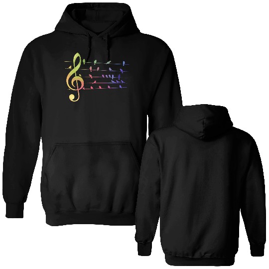 Colorful Birds Musical Notes Music Teacher Double Sided Hoodies