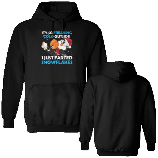 I Just Farted Snowflakes Funny Penguin Christmas Double Sided Hoodies