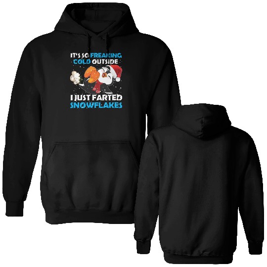 I Just Farted Snowflakes Funny Penguin Christmas Double Sided Hoodies