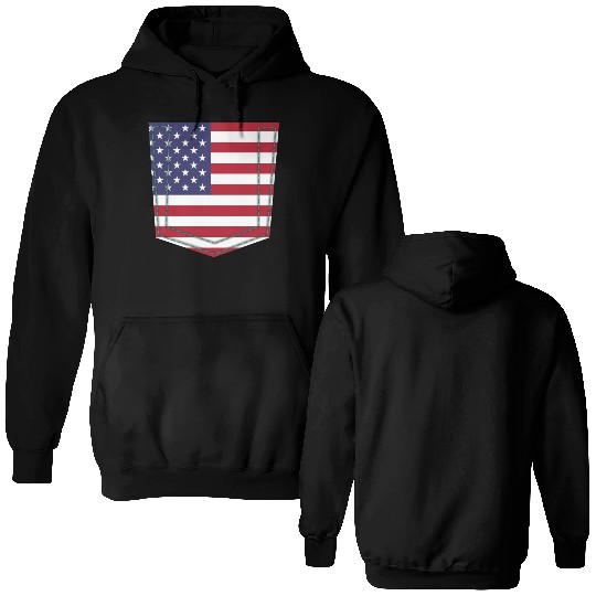 USA pocket flag Double Sided Hoodies