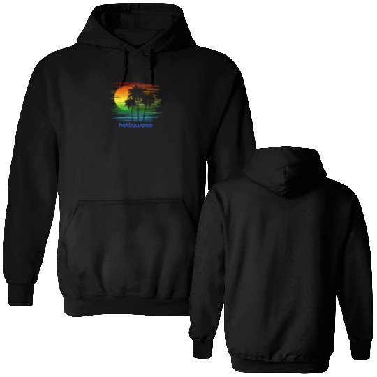 Hollywood California LGBTQ Rainbow Flag Pride Double Sided Hoodies