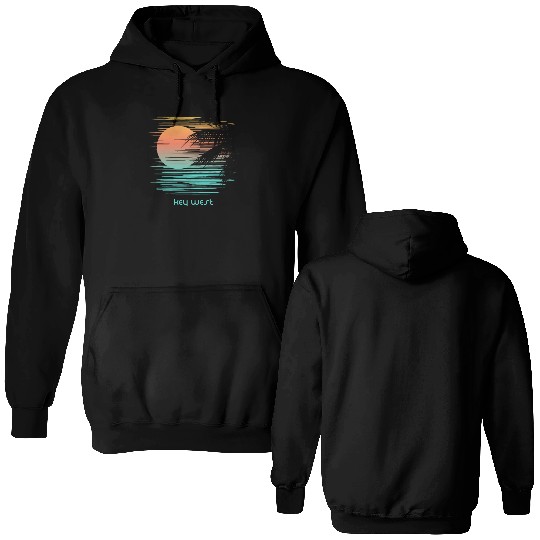 Artistic Key West Florida Palm Tree Vacation Double Sided Hoodies