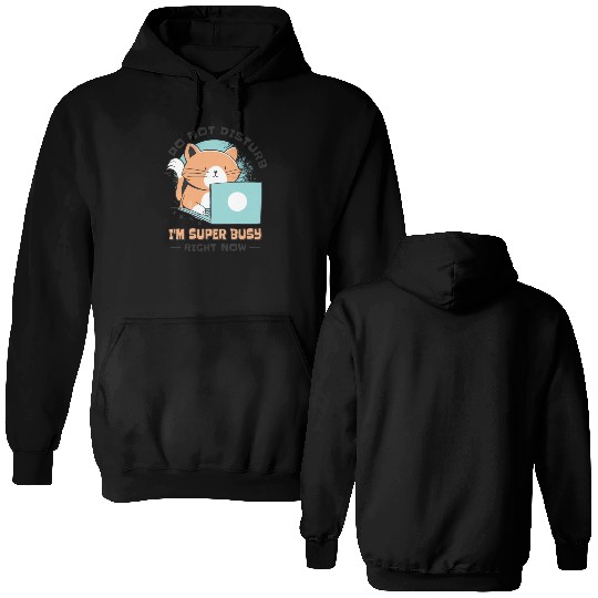 Working Busy Cat Employee Cat Owner Worker Double Sided Hoodies