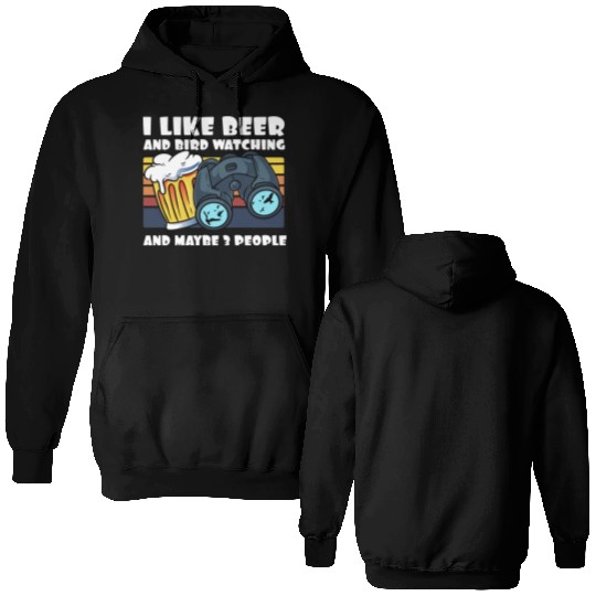 Birdwatching I Like Beer Binoculars Ornithologist Double Sided Hoodies