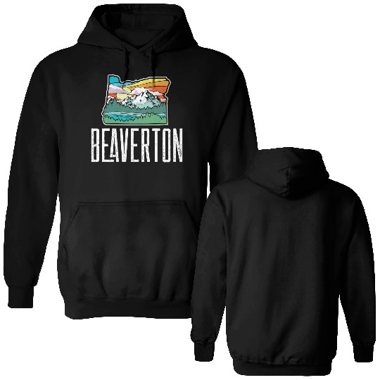 Beaverton Vintage Oregon Nature Outdoors Retro Gra Double Sided Hoodies